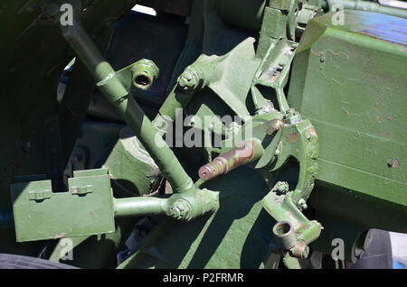 Eine close-up-Mechanismus eines tragbaren Waffen der Sowjetunion der Zweite Weltkrieg, in einem dunklen Grün lackiert Stockfoto