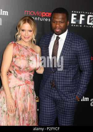 New York City, New York, USA. 14 Juni, 2018. Schauspielerin Kelly Preston und Schauspieler / Rapper Curtis Jackson auch als 50 CENT bekannt die New Yorker Premiere von "Gotti" an der SVA Theater besuchen. Credit: Nancy Kaszerman/ZUMA Draht/Alamy leben Nachrichten Stockfoto