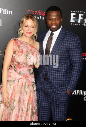 New York City, New York, USA. 14 Juni, 2018. Schauspielerin Kelly Preston und Schauspieler / Rapper Curtis Jackson auch als 50 CENT bekannt die New Yorker Premiere von "Gotti" an der SVA Theater besuchen. Credit: Nancy Kaszerman/ZUMA Draht/Alamy leben Nachrichten Stockfoto