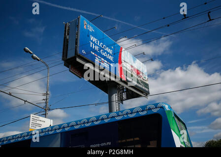 St. Petersburg, Russland. 14 Jun, 2018. Eine allgemeine Ansicht der FIFA signage am 14. Juni 2018 in Moskau, Russland. (Foto von Daniel Chesterton/phcimages.com) Credit: PHC Images/Alamy leben Nachrichten Stockfoto