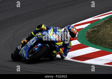 Montmelo, Spanien. 15 Jun, 2018. Alex Rins (42) von Spanien und Team Suzuki Ecstar im freien Training des Gran Premi Monster Energy de Catalunya, Circuit de Catalunya, Montmelo, Spanien. Am 15. Juni 2018. Credit: CORDON PRESSE/Alamy leben Nachrichten Stockfoto