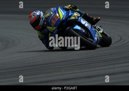 Montmelo, Spanien. 15 Jun, 2018. Alex Rins (42) von Spanien und Team Suzuki Ecstar im freien Training des Gran Premi Monster Energy de Catalunya, Circuit de Catalunya, Montmelo, Spanien. Am 15. Juni 2018. Credit: CORDON PRESSE/Alamy leben Nachrichten Stockfoto