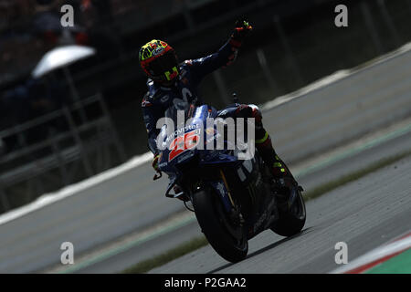 Montmelo, Spanien. 15 Jun, 2018. Maverick Viñales (25) von Spanien und Movistar Yamaha MotoGP im freien Training des Gran Premi Monster Energy de Catalunya, Circuit de Catalunya, Montmelo, Spanien. Am 15. Juni 2018. Credit: CORDON PRESSE/Alamy leben Nachrichten Stockfoto