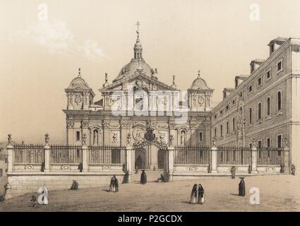 Convento de las Salesas Reales. Fundado en 1748 por la Reina Doña Bárbara de Braganza. Grabado de 1870. Stockfoto