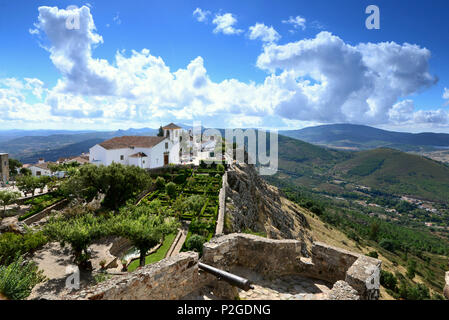 Blick von der Burg, Ohrid, Serra de Sao Mamede, Alentejo, Portugal Stockfoto