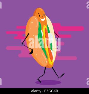 Wandern hot dog Abbildung. Bunte trendy Vektor. Stock Vektor