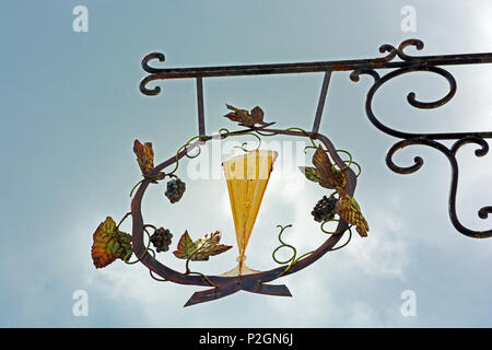 Schild außerhalb Winzer in der Champagne, Hautvilliers, Marne, Champagne-Ardennes, Frankreich Stockfoto