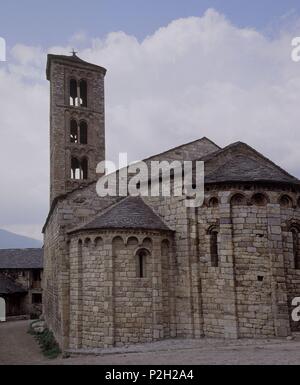 Exterieur - ABSIDES DE LA IGLESIA DE SAN CLEMENTE DE TAULL - SIGLO XIV-ROMANICO KATALANISCHEN CON INFLUENCIAS LOMBARDAS. Lage: Iglesia de San Clemente, TAHULL/TAULL, MALLORCA, SPANIEN. Stockfoto