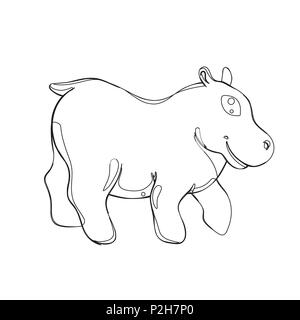 Vector Abbildung: nilpferd im Lichtband grafischem Stil, schwarzen countour skizzieren Skizze isoliert auf weißem Stock Vektor