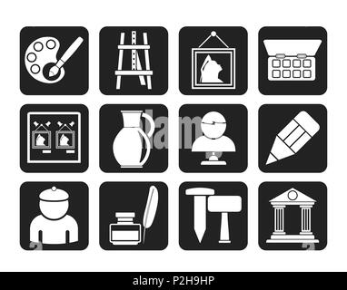 Silhouette Kunst Objekte Symbole - Vektor Icon Set Stock Vektor