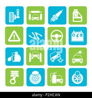 Silhouette Auto und Straße Dienstleistungen Symbole - Vektor Icon Set Stock Vektor