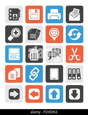 Silhouette internet Interface Symbole - Vektor Icon Set Stock Vektor