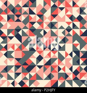 Vektor Zusammenfassung nahtlose Muster mit zufällig farbigen Dreiecke. Retro Ornament in Rot, Rosa, Grün und Blau. Stock Vektor