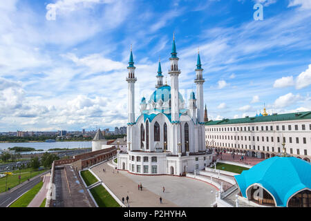 Kazan, Russland - 10. Juni 2018: Kul Sharif Moschee in Kazan Kremlin. Eine der grössten Moscheen in Russland. Stockfoto