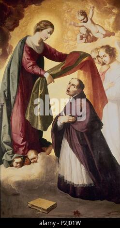 Spanish School. Einführung Der kasel zu Saint Ildefonse. Imposicion de la casulla ein San Ildefonso. c 1636. Zafra, St. Maria Kirche. Provinz Badajoz. Autor: Francisco de Zurbaran (C. 1598-1664). Lage: IGLESIA DE SANTA MARIA ZAFRA, Badajoz, Spanien. Stockfoto