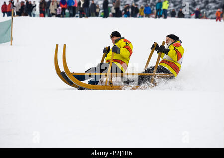 Traditionelle Schlittenrennen, Waldau, Titisee-Neustadt, Schwarzwald, Baden-Württemberg, Deutschland Stockfoto