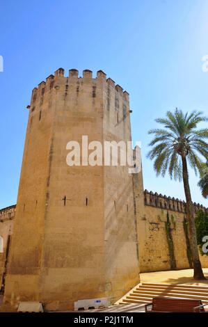 Turm des Alcazar de los Reyes Cristianos in Cordoba, Andalusien, Spanien Stockfoto