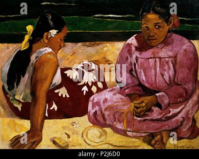 "Tahitian Frauen", 1891, Öl auf Leinwand, 69 x 97 cm. Autor: Eugène Henri Paul Gauguin (1848-1903). Lage: Musee D'Orsay, Frankreich. Stockfoto