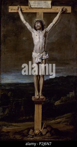 "Christus am Kreuz", 1631, Spanischen Barock, Öl auf Leinwand, 100 cm x 57 cm, P 02903. Autor: Diego Velázquez (1599-1660). Lage: Museo del Prado - PINTURA, MADRID, SPANIEN. Stockfoto