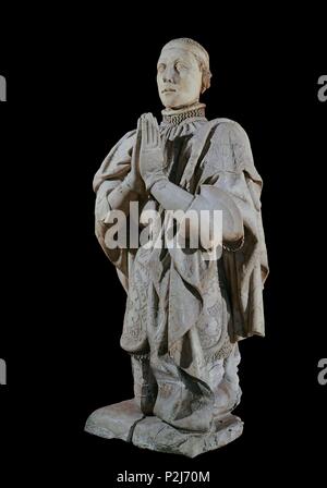 Die Statue von König Peter I "der Grausame" beten (1334-1369). Madrid, Nationalmuseum für Archäologie. Lage: MUSEO ARQUEOLOGICO NACIONAL - COLECCION, MADRID, SPANIEN. Stockfoto