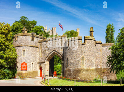 Der Eingang zum Arundel Castle. Stockfoto