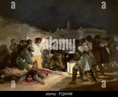 "Die Dritte im Mai 1808 in Madrid: Die Ausführungen auf Principe Pio Hill", 1814, Öl auf Leinwand, 268 cm x 347 cm, P 00749. Autor: Francisco de Goya (1746-1828). Lage: Museo del Prado - PINTURA, MADRID, SPANIEN. Stockfoto