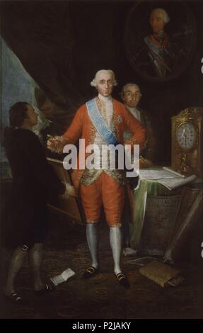 'José Moñino, 1 Graf von Floridablanca", 1783, Öl auf Leinwand, 262 x 166 cm. Autor: Francisco de Goya (1746-1828). Ort: BANCO DE ESPAÑA - COLECCION ARTE, MADRID, SPANIEN. Stockfoto