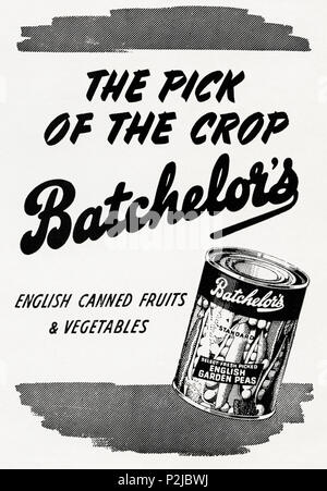 1940er Jahre alten Vintage original advert Werbung Englisch Obst & Gemüse Batchelor's im Magazin ca. 1946 wenn Verbrauchsmaterialien wurden noch unter post eingeschränkt - Krieg Rationierung Stockfoto