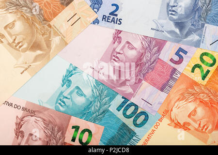 Geld aus Brasilien, einen Hintergrund Stockfoto