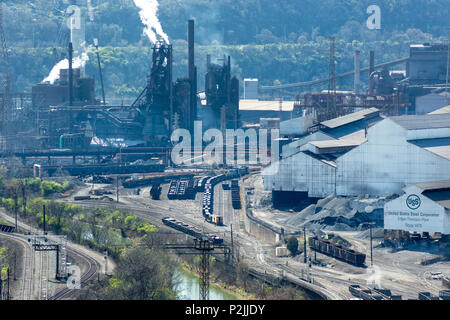 UNITED STATES STEEL CORPORATION STAHLWERK EDGAR THOMSON ANLAGE MONONGAHELA RIVER BRADDOCK ALLEGHENY COUNTY PENNSYLVANIA USA Stockfoto