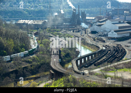 UNITED STATES STEEL CORPORATION STAHLWERK EDGAR THOMSON ANLAGE MONONGAHELA RIVER BRADDOCK ALLEGHENY COUNTY PENNSYLVANIA USA Stockfoto