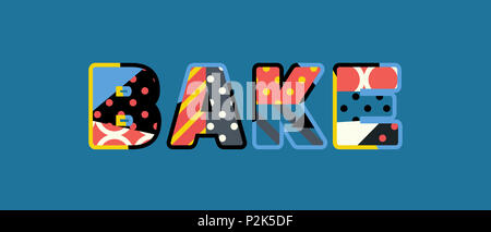 Das Wort backen Konzept in farbenfrohe abstrakte Typografie geschrieben. Stockfoto
