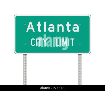 Vector Illustration der Atlanta City Limit Green Road Sign Stock Vektor