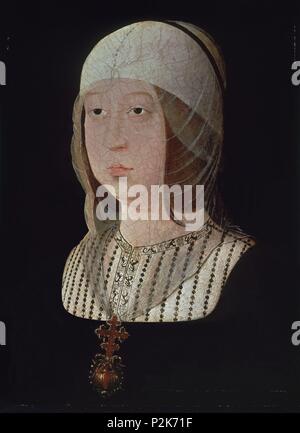 RETRATO de Isabel La Catolica - 1451/1504. Autor: Bartolomé Bermejo (C. 1440 - C. 1501). Lage: PALACIO REAL - PINTURA, MADRID, SPANIEN. Stockfoto