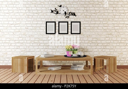 Minimal Style Zimmer mit einfachen konzipiert furnituresม 3D-Rendering Stockfoto