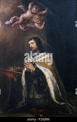 'Saint Ferdinand", aus dem 17. Jahrhundert, Öl auf Leinwand, 56 x 38 cm, P 00983. Autor: Bartolomé Esteban Murillo (1611-1682). Lage: Museo del Prado - PINTURA, MADRID, SPANIEN. Stockfoto