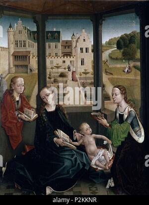 "Die Jungfrau und Kind mit Heiligen Barbara und Katharina', 1485-1500, Öl auf Leinwand, 77,7 x 60,4 cm. Autor: Maestro de la Leyenda de Santa Catalina (Fl. c. 1470 - C. 1500). Lage: CATEDRAL - Capilla Real - INTERIEUR, Granada, Spanien. Stockfoto