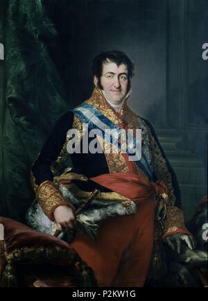 Ferdinand VII (1784-1833) - 19 - 142 x 106 cm, Öl auf Leinwand. Autor: Luis López Piquer (1802-1865). Ort: ACADEMIA DE SAN FERNANDO - PINTURA, MADRID, SPANIEN. Auch als: Fernando VII; Fernando VII 1784/1833, REY DE ESPAÑA bekannt. Stockfoto