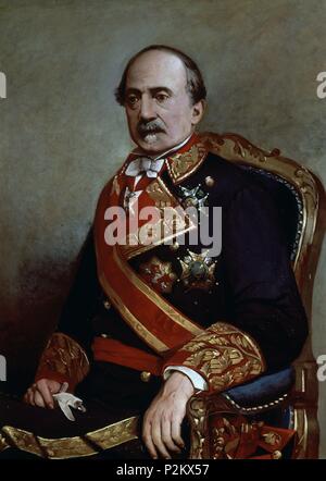 RETRATO DEL GENERAL MANUEL GUTIERREZ DE LA CONCHA - Marques del Duero - NOVENO PRESIDENTE DEL SENADO - SIGLO XIX. Autor: Miguel Aguirre Rodríguez (1845-1907). Lage: SENADO - PINTURA, MADRID, SPANIEN. Stockfoto