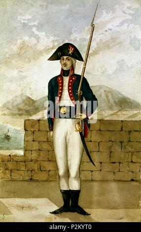 UNIFORME DE MARINA S XVIII. Lage: Museo Naval / MINISTERIO DE MARINA, MADRID, SPANIEN. Stockfoto