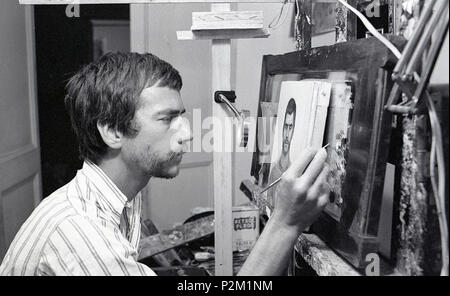 . American magic Realist Painter Gregory Gillespie in seinem Studio in Rom. 1962-70 (C. 1969 Nach dem Selbstbildnis). Vittoriano Rastelli 38 Gregory Gillespie in Rom 4. Stockfoto