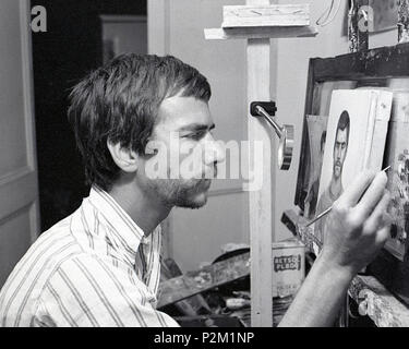 . American magic Realist Painter Gregory Gillespie in seinem Studio in Rom. 1962-70 (C. 1969 Nach dem Selbstbildnis). Vittoriano Rastelli 38 Gregory Gillespie in Rom 5. Stockfoto