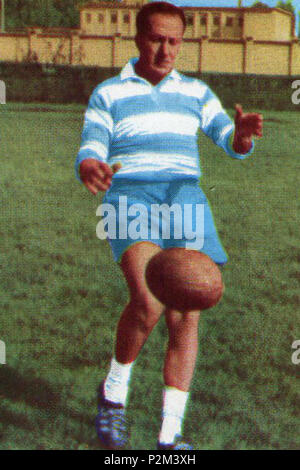 . Italienisch Rugby Union Spieler Marcello Martone 1966 tragen das Jersey der Partenope Rugby, Neapel-basierte Rugby Union Club. 1966. Unbekannt 52 Marcello Martone 1966 von Panini Stockfoto