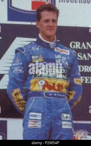 . Englisch: Michael Schumacher auf dem Podium an der 1994 San Marino Gran Prix. 1. Mai 1994. Unbekannt 55 Michael Schumacher 1994 San Marino Gran Prix Stockfoto