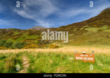 Ben hoffen, der Nördlichste Munro, an den Ufern des Loch Hoffnung in Sutherland, Schottland. 27. Mai 2018 Stockfoto