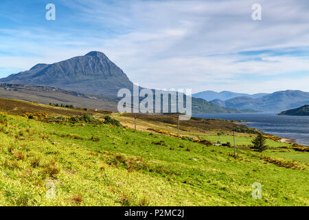 Ben hoffen, der Nördlichste Munro, an den Ufern des Loch Hoffnung in Sutherland, Schottland. 27. Mai 2018 Stockfoto