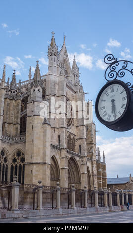 Die Kathedrale Santa Maria de Leon, Leon, Spanien Stockfoto