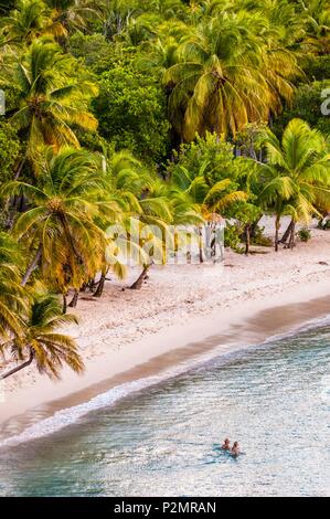 Karibik, Kleine Antillen, St. Vincent und die Grenadinen, Mayreau Island, Salt Whistle Bay und Coconut Grove. Stockfoto