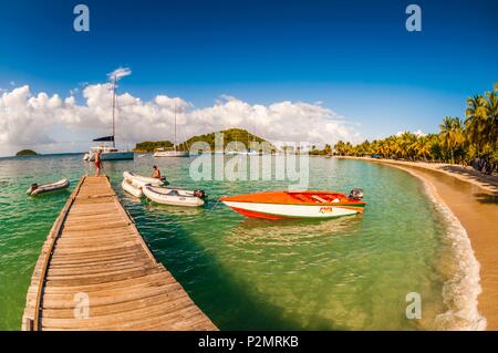 Karibik, Kleine Antillen, St. Vincent und die Grenadinen, Mayreau Island, Salt Whistle Bay und Coconut Grove. Stockfoto