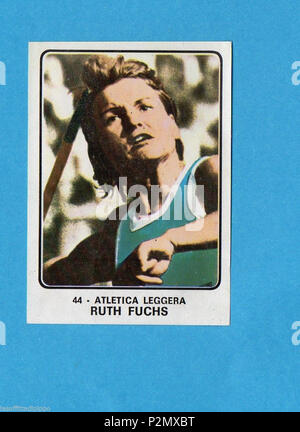 . CAMPIONI dello Sport 1973/74 - Figurina n.44 - FUCHS - ATLETICA LEGGERA. 1973 oder früher. Unbekannt 78 Ruth Fuchs c 1973 Stockfoto
